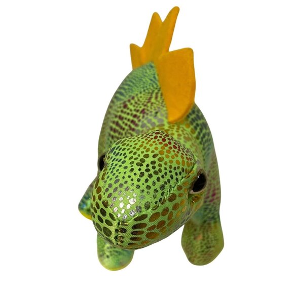 Colorful Circus Circus Dinosaur Plush Toy  Sparkling Scales  Yellow 5 1/2" x 7" - Picture 2 of 4